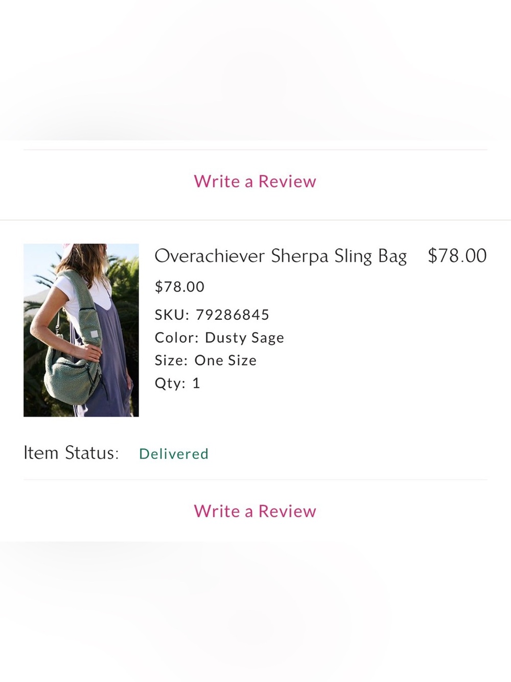 Free People Overachiever Sherpa Sling Bag in Dusty Sage